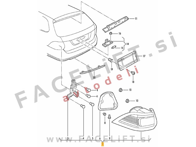 VW Golf 6 Karavan 08-12 zadnja luč desna