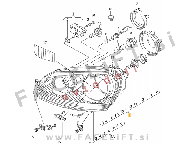 VW Golf 5 03-08 žaromet levi VW Golf 5 03-08 žaromet levi
