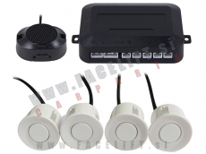Parkirni senzorji PDC z zvočnim opozorilom 4x senzor beli 12V