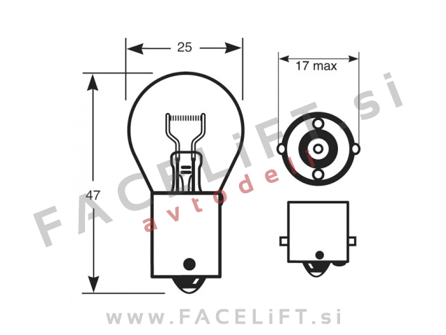 Halogenska žarnica Bosch P21W (BA15s / 1156) 21W 12V