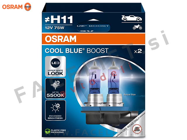 Halogenske žarnice Osram Cool Blue Boost 5500K H11 75W 12V Halogenske žarnice Osram Cool Blue Boost 5500K H11 75W 12V