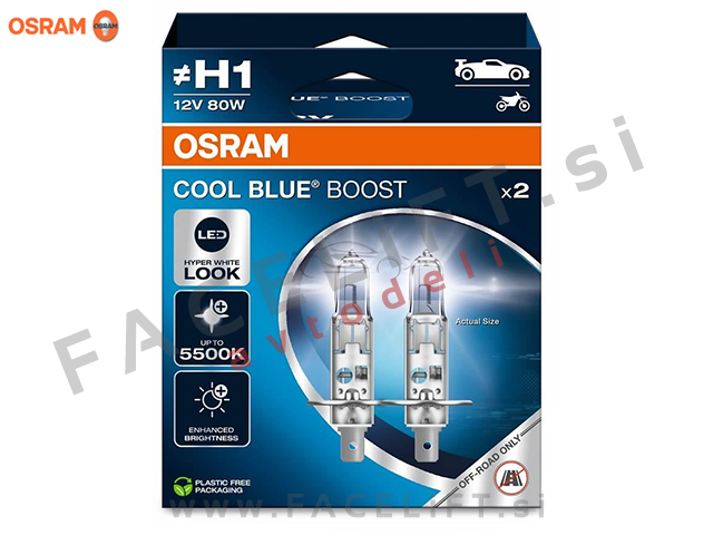 Halogenske žarnice Osram Cool Blue Boost 5500K H1 80W 12V Halogenske žarnice Osram Cool Blue Boost 5500K H1 80W 12V