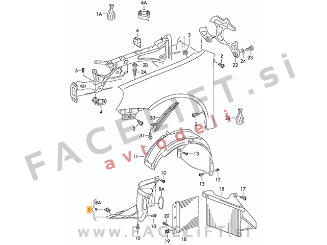 VW Golf 5 03-08 sprednji kolotek sprednji del levi VW Golf 5 03-08 sprednji kolotek sprednji del levi