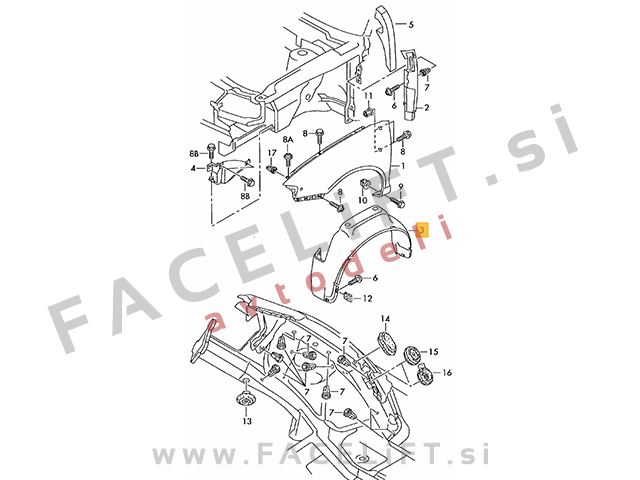 Audi A3 8L 96-03 sprednji kolotek levi