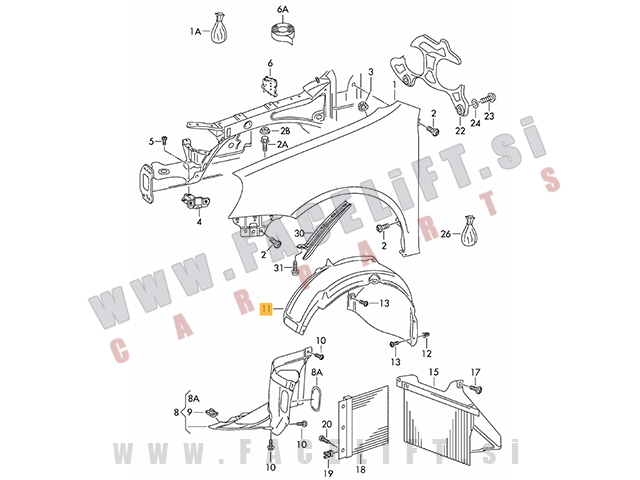 VW Golf 6 08-12 sprednji kolotek zadnji del desni VW Golf 6 08-12 sprednji kolotek zadnji del desni