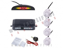 Parkirni senzorji PDC z LED prikazovalnikom / 4x senzor / beli / 12V