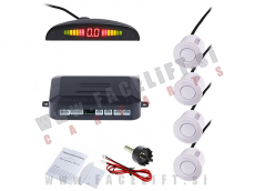 Parkirni senzorji PDC z LED prikazovalnikom / 4x senzor / beli / 12V