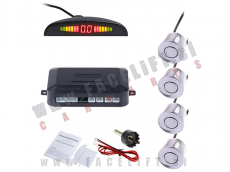 Parkirni senzorji PDC z LED prikazovalnikom 4x senzor 12V srebrni