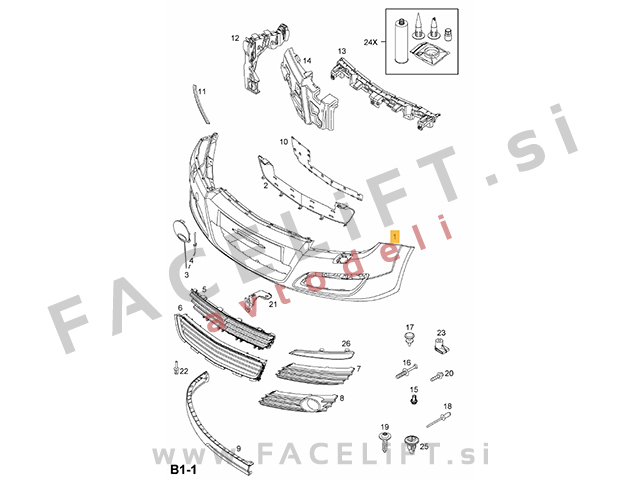 Opel Astra H 03-07 sprednji odbijač