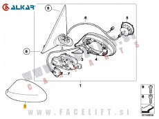 BMW 3 / E90 E91 (05-08) / pokrov ogledala / levi