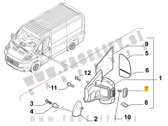 Citroen Jumper 06- smernik bočnega ogledala desni