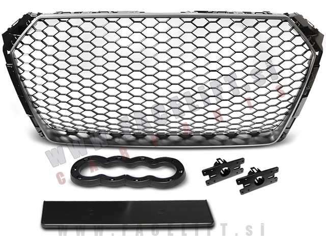 Audi A4 B9 15-19 maska RS izgled srebrna (mat)