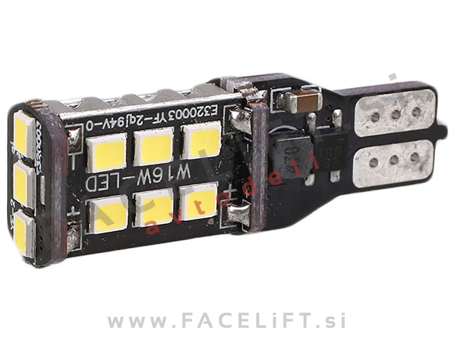LED žarnica T15 (W16W) 15x SMD (3020) CANBUS 12V 24V