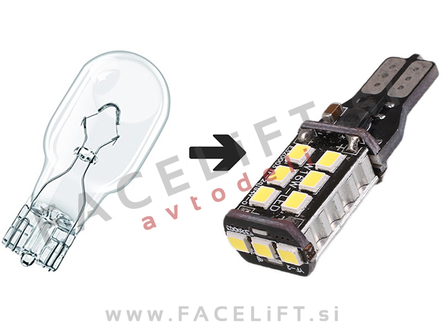 LED žarnica T15 (W16W) 15x SMD (3020) CANBUS 12V 24V