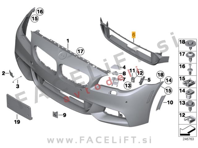 BMW 5 F10 F11 M 10-13 okvir mreže sprednjega odbijača