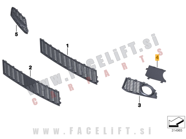 BMW 5 F10 F11 10-17 pokrov meglenke levi