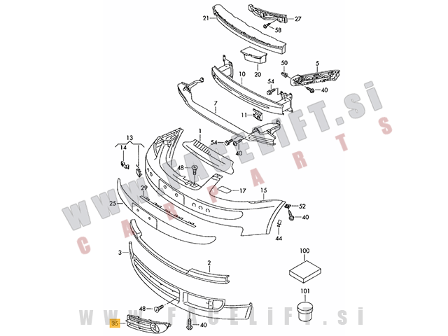 VW Caddy / 2K (04-10) / mreža sprednjega odbijača / leva