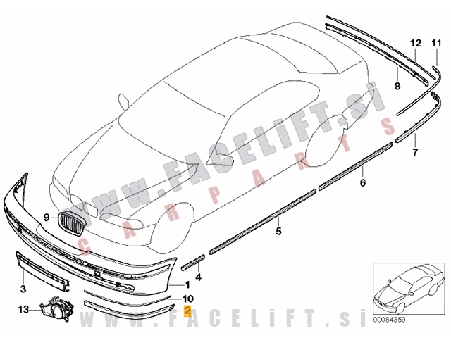 BMW 5 E39 95-03 letev sprednjega odbijača desna