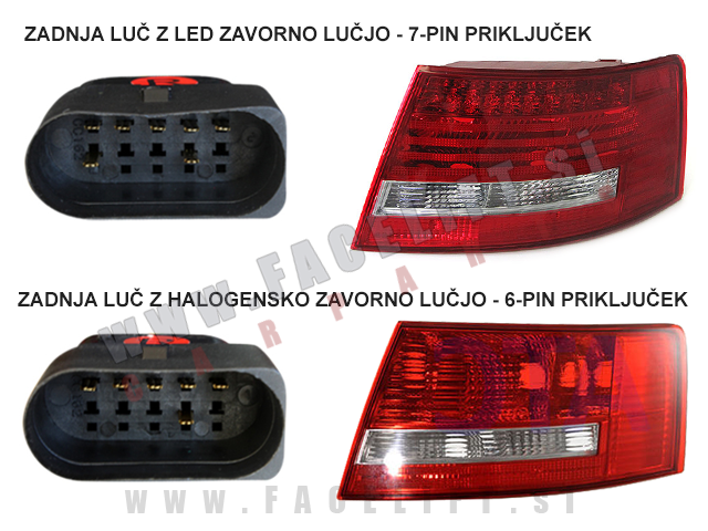 Audi A6 Limuzina 4F C6 04-08 zadnje LED luči 6-pin Audi A6 Limuzina 4F C6 04-08 zadnje LED luči 6-pin