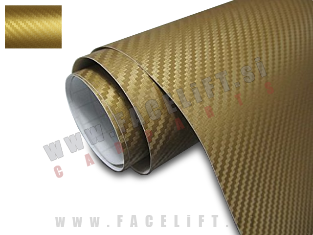 Samolepljiva folija / karbon (3D) / 152cm x 250cm / zlata