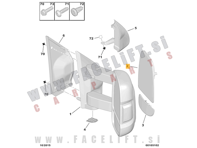 Fiat Ducato 14- steklo ogledala desno