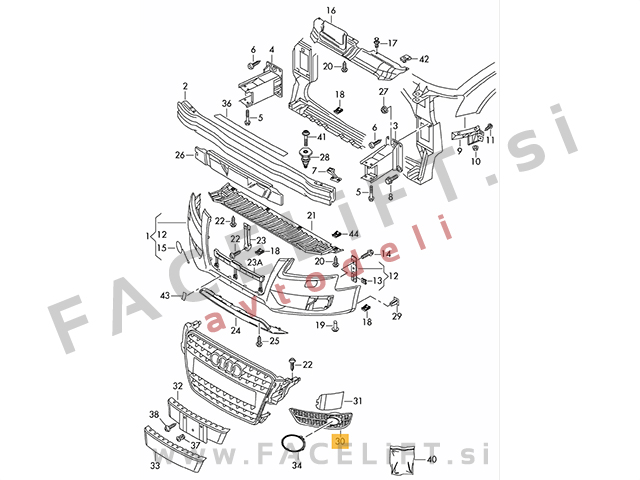 Audi A4 B8 07-11 mreža sprednjega odbijača desna Audi A4 B8 07-11 mreža sprednjega odbijača desna