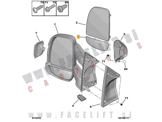 Peugeot Boxer / (14- ) / steklo ogledala / spodnje / desno