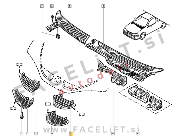 Renault Megane 1 / (99-02) / maska motorja / leva Renault Megane 1 / (99-02) / maska motorja / leva