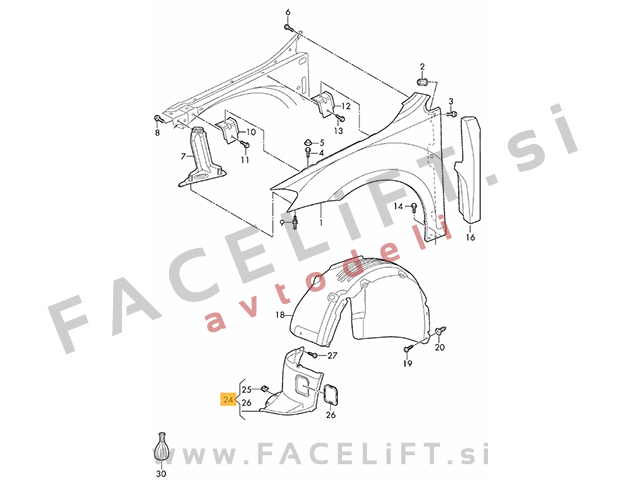VW Golf 7 12-20 sprednji kolotek sprednji del desni