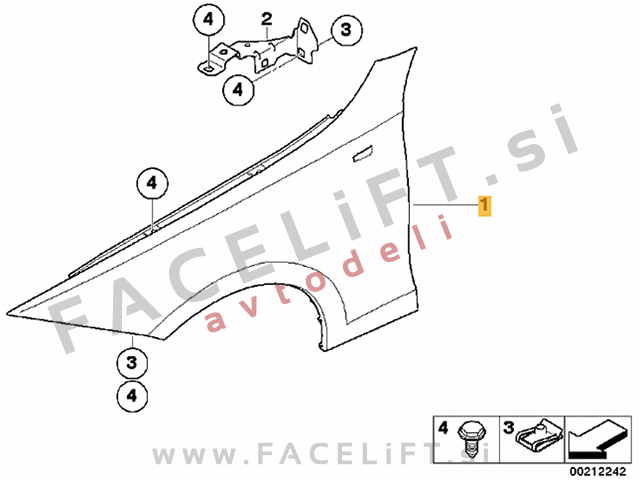 BMW 3 E90 E91 05-12 sprednji blatnik levi