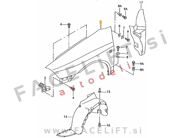 Seat Cordoba 6L 02-08 sprednji blatnik levi