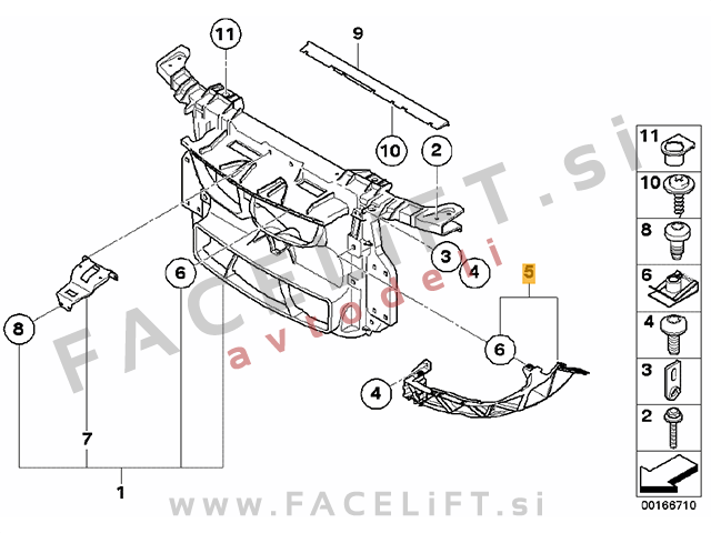 BMW 1 E81 E82 E87 04-12 nosilec žarometa levi