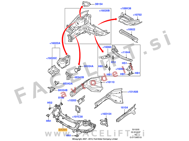 Ford Focus C-Max 03-07 vezna stena