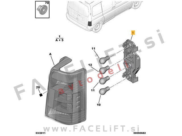 Peugeot Partner / (96-02) / kontaktna plošča zadnje luči Peugeot Partner / (96-02) / kontaktna plošča zadnje luči