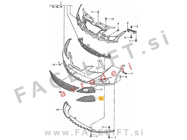 Seat Ibiza / 6J (08-12) / mreža sprednjega odbijača / leva