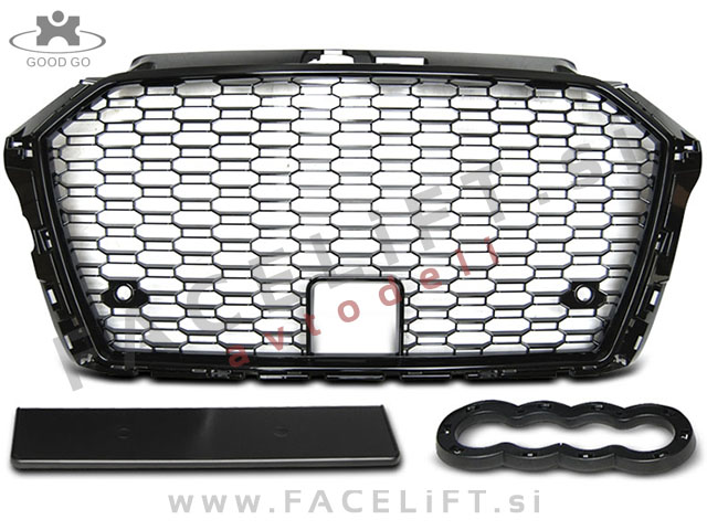 Audi A3 8V 16-20 maska RS3 izgled črna (sijaj)