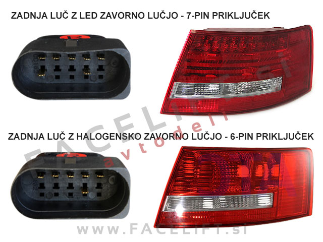 Audi A6 4F Limuzina 04-08 zadnje LED luči (6-pin)