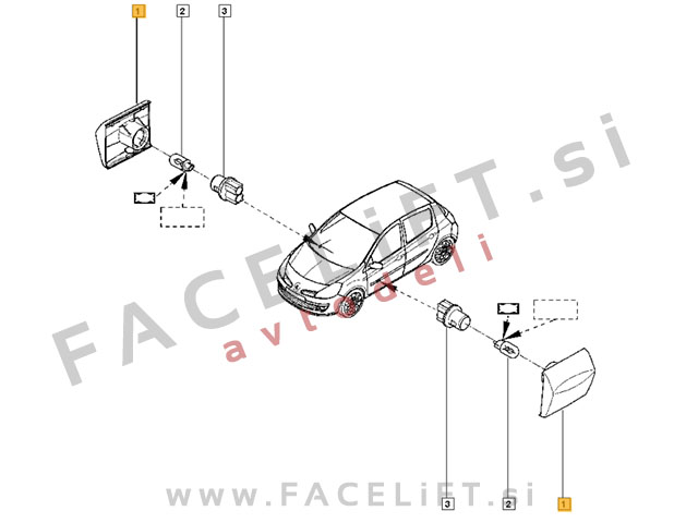 Renault Clio 3 05-09 bočni smernik desni Renault Clio 3 05-09 bočni smernik desni
