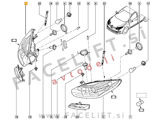 Renault Megane 3 13-16 žaromet desni