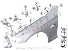 BMW 5 F10 F11 10-17 sprednji blatnik levi