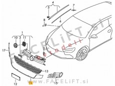 VW Golf 6 GTD GTI 08-12 mreža sprednjega odbijača srednja (zunanja)