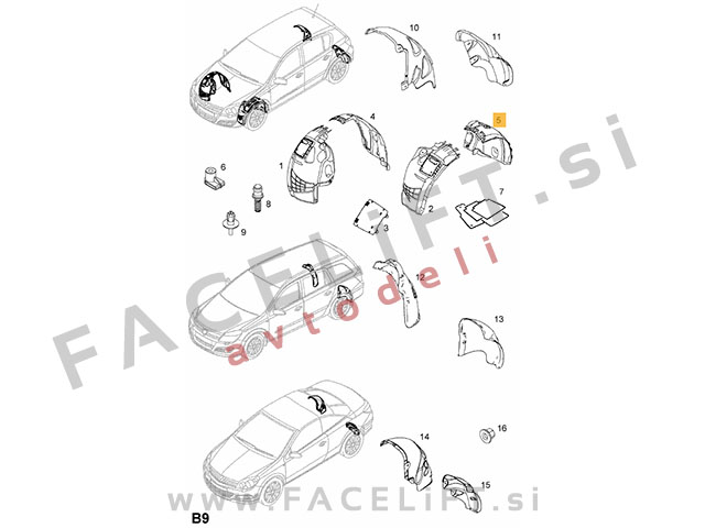 Opel Astra H / A04 (03-10) / sprednji kolotek / zadnji del / levi