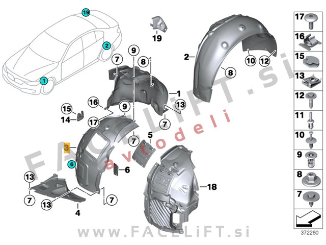 BMW 3 GT / F34 (13- ) / sprednji kolotek / srednji del / desni