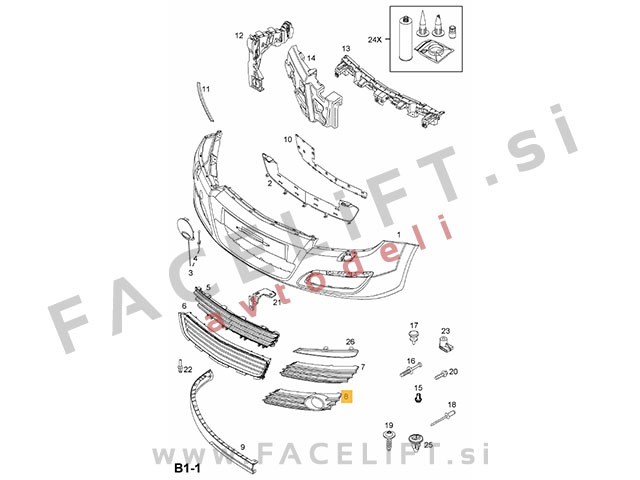 Opel Astra H / A04 (07-10) / mreža sprednjega odbijača / leva