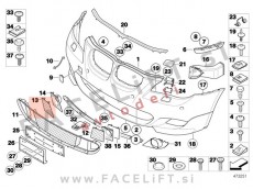 BMW 5 E60 E61 M 03-10 mreža sprednjega odbijača desna