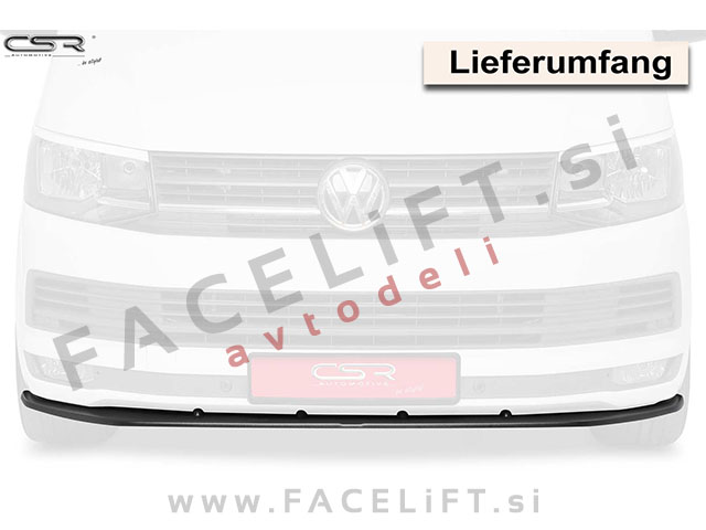 VW T6 15- podaljšek sprednjega odbijača črni (sijaj)