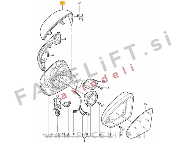 VW Arteon / (17- ) / pokrov ogledala / levi