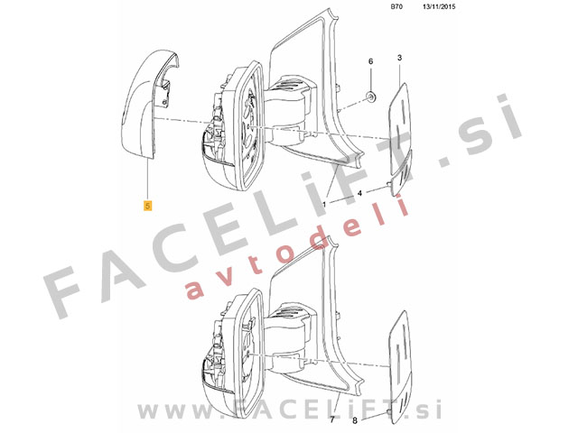Opel Vivaro 14-19 pokrov ogledala levi
