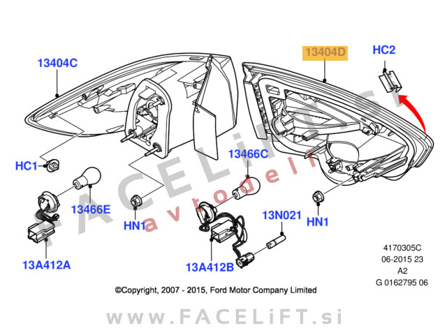 Ford Mondeo Karavan 10-15 zadnja notranja luč leva