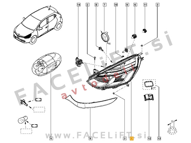 Renault Clio 4 12-16 žaromet desni
